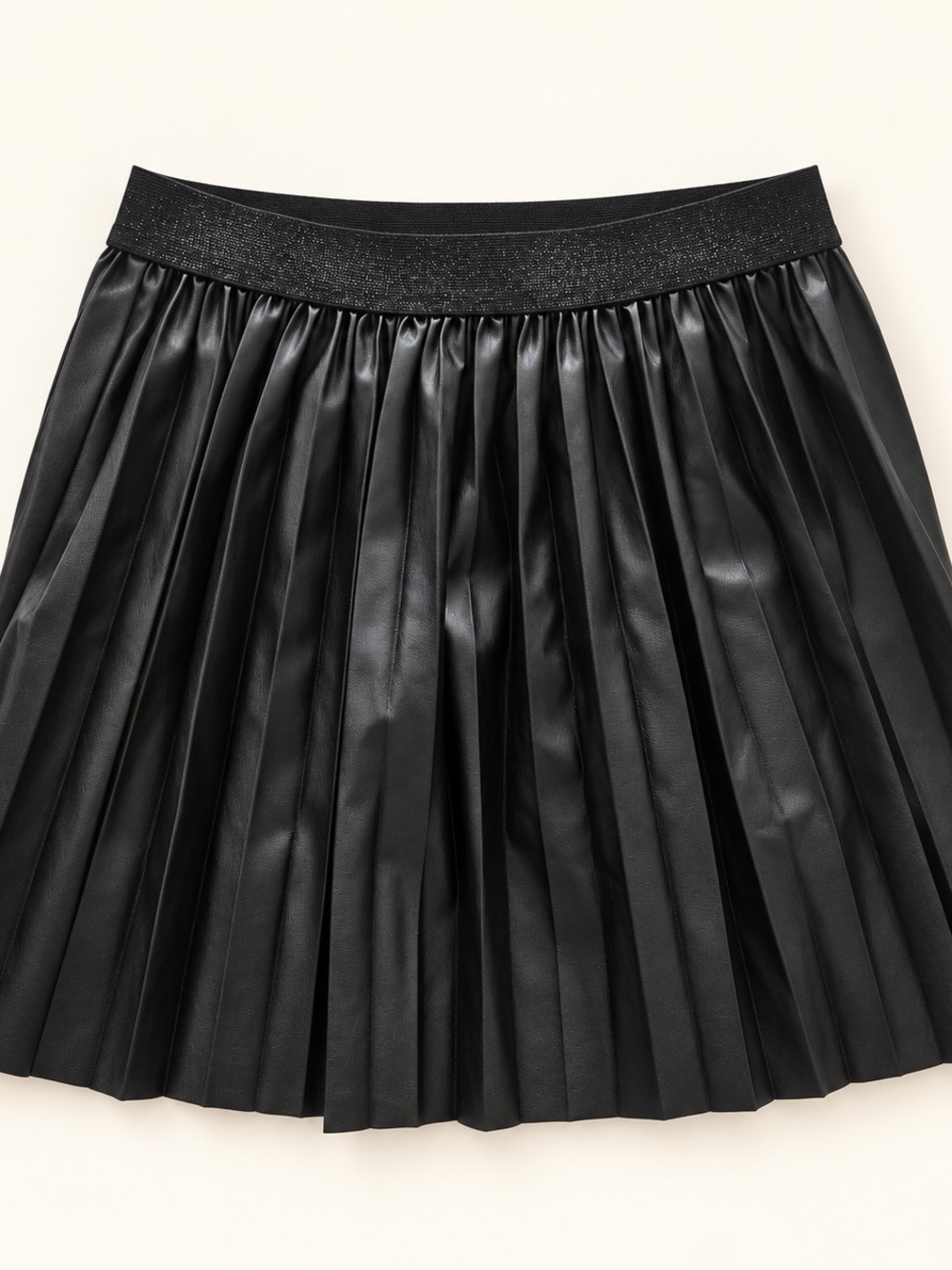 Crewcuts Black Pleated Faux-Leather Mini Skirt